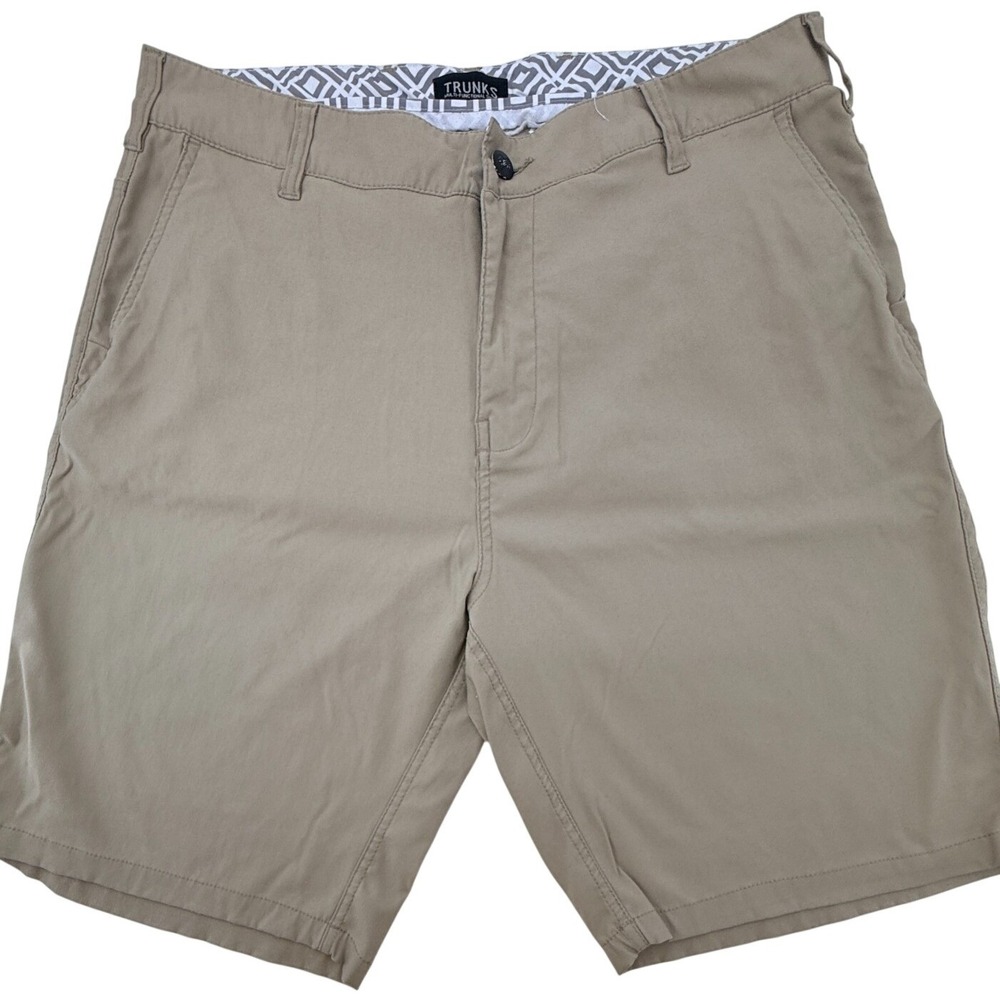 Trunks Khaki Shorts Mens 34 Flat Front Casual Golf Chino‎ Beige